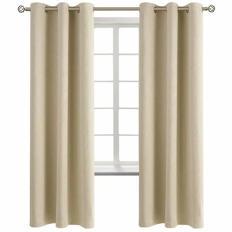 BGment Room Darkening Curtains 72 Inches Long - Grommet Thermal Insulated Drapes Window Treatment Curtains for Bedroom, 2 Panels, 42 x 72 Inch, Beige - Image 1